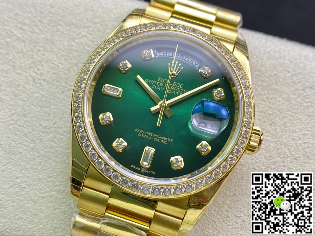 Replica R01ex Day Date M128348RBR-0035 1:1 Best Edition EW Factory Gradient Green Dial