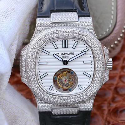 Pat*k Phi1i*pe Replica Nautilus Jumbo 5711 R8 Factory 1:1 Best Edition Swiss Tourbillon White Dial