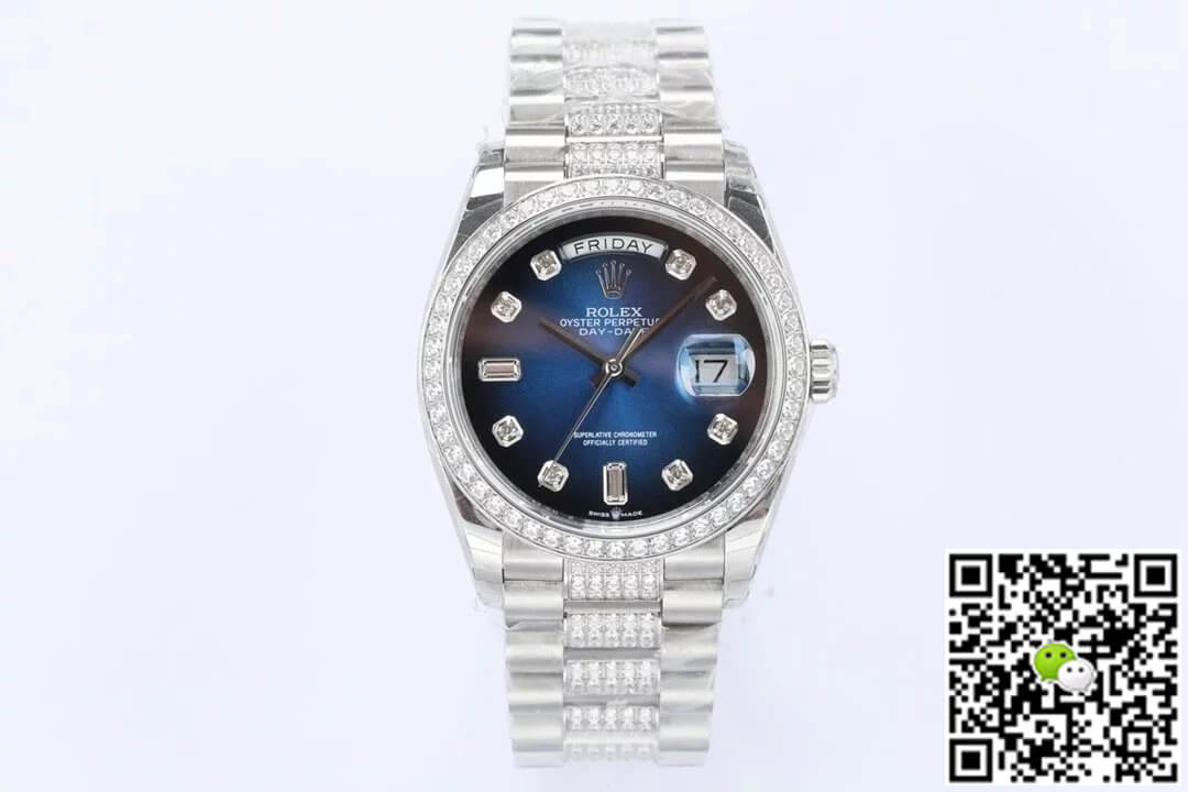 Replica R01ex Day Date M128349RBR-0016 1:1 Best Edition EW Factory Blue Dial