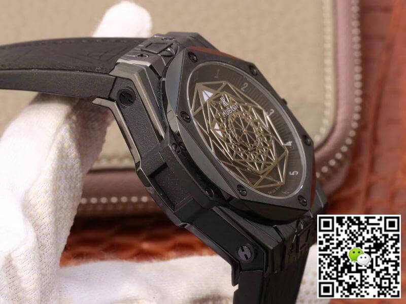 Replica Hublot Big Bang Sang Bleu 415.CX.1114.VR.MXM17 TMF Factory 1:1 Best Edition Swiss ETA1213 Leather Fronted Rubber Strap