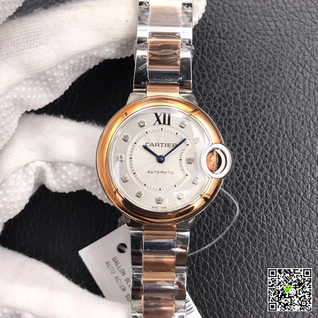 Replica Ballon Bleu De Ca*t1er 28MM 1:1 Best Edition V6 Factory V8 Silver Dial Gold Strap