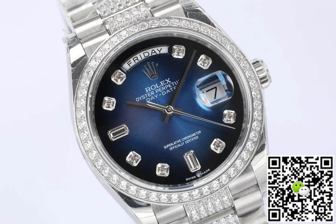 Replica R01ex Day Date M128349RBR-0016 1:1 Best Edition EW Factory Blue Dial