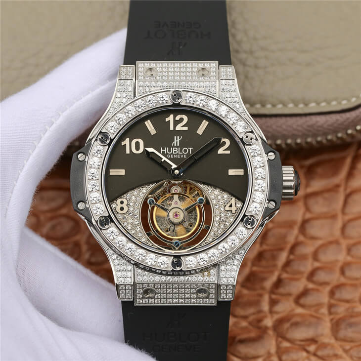 Replica Hublot Big Bang Tourbillon 1:1 Best Edition D1am0nd Black Dial