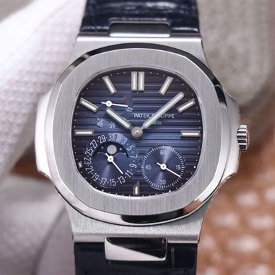 Replica Pat*k Phi1i*pe Nautilus 5712/1A-001 1:1 Best Edition PF Factory Blue Dial Leather Strap Swiss Movement