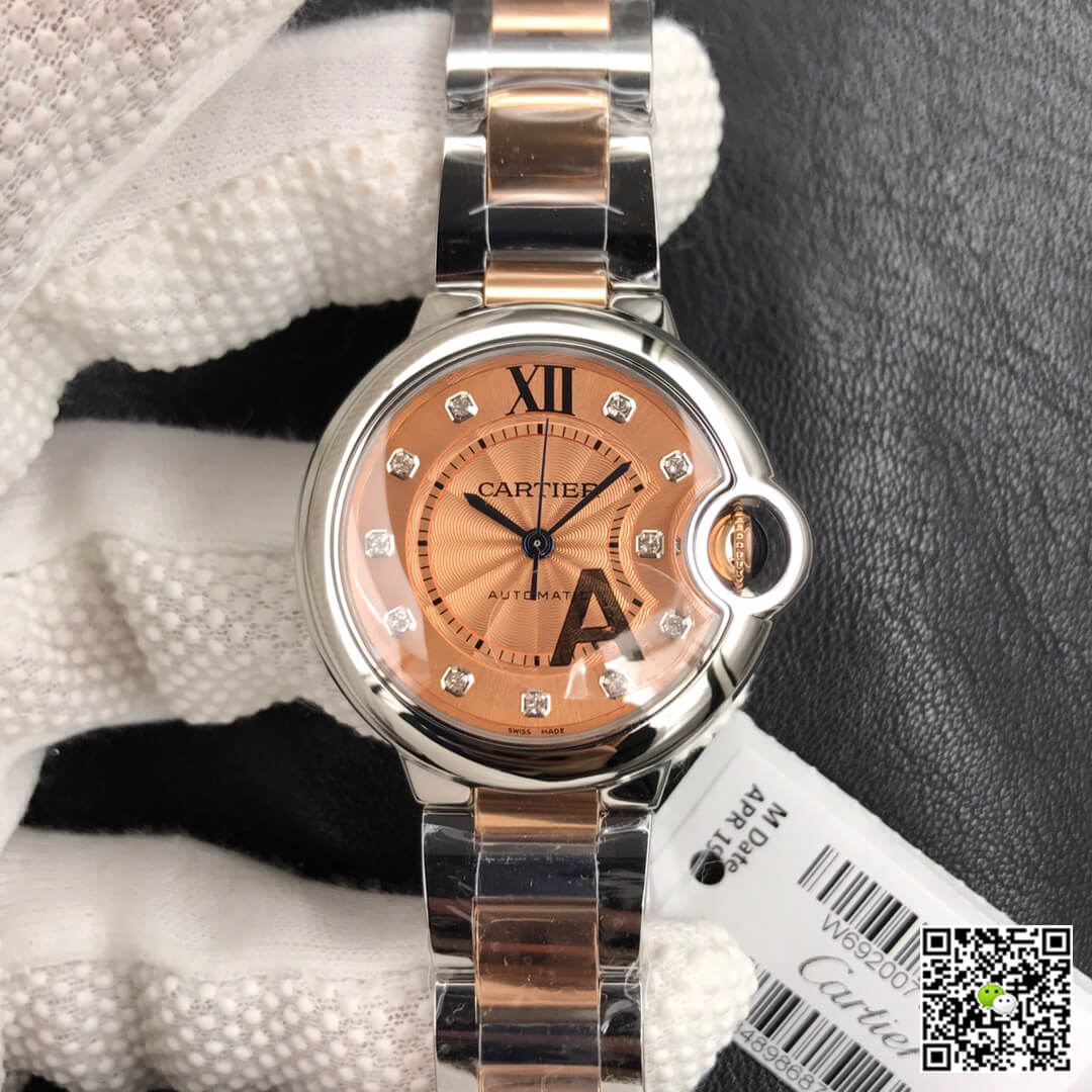Replica Ballon Bleu De Ca*t1er 33MM 1:1 Best Edition V6 Factory Rose Gold Dial