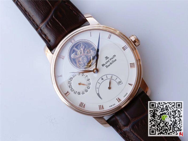 Replica Blancpain Villeret 6025-1542-55 Real Tourbillon 1:1 Best Edition JB Factory Rose Gold Case Swiss Cal.25