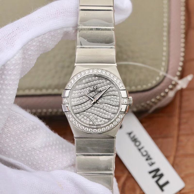Replica 0me*ga Constellation Quartz Ladies 27mm D1am0nd Dial TW Factory 1:1 Best Edition Swiss Eta Quartz 1376