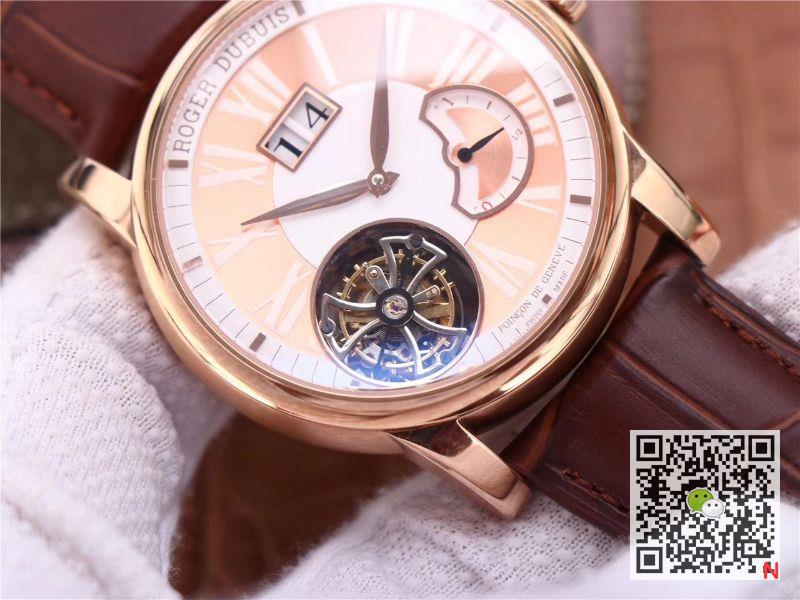 Replica Roger Dubuis Hommage RDDBHO0568 Tourbillon 1:1 Best Edition JB Factory Champagne Dial Swiss RD540