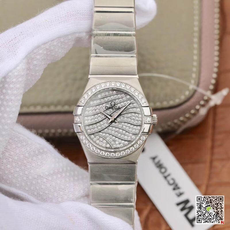 Replica 0me*ga Constellation Quartz Ladies 27mm D1am0nd Dial TW Factory 1:1 Best Edition Swiss Eta Quartz 1376
