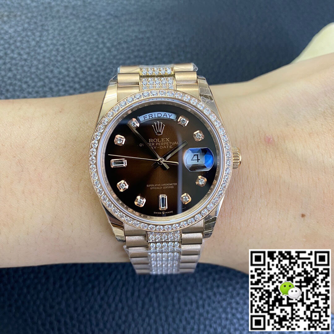 Replica R01ex Day Date M128345rbr-0041 1:1 Best Edition EW Factory Brown Dial