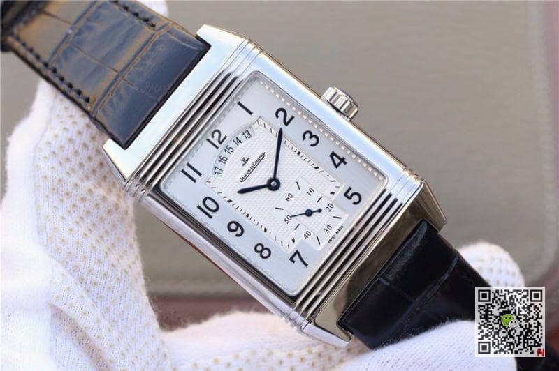 Jaeger Lecoultre Replica Grande Reverso Duo 3742421 Mechanical Watches 1:1 Best Edition Swiss ETA986 Silver Dial Black Leather Strap