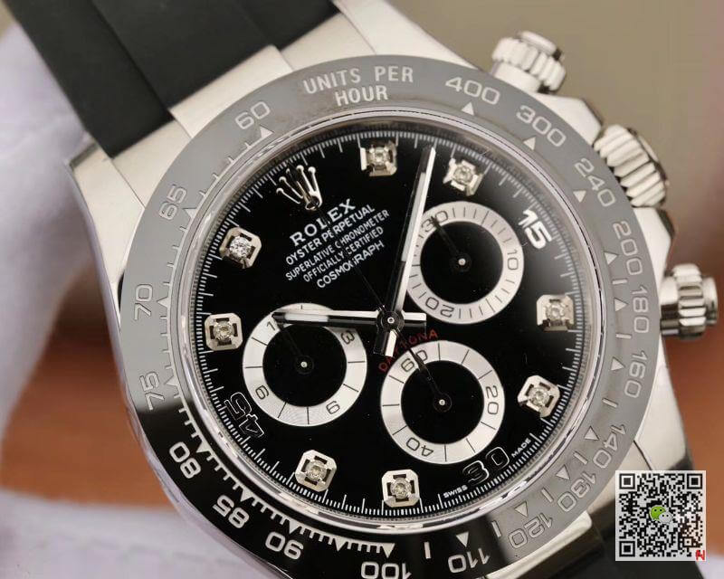 R01ex Daytona Replica  Cosmograph 116519 Noob Factory 1:1 Best Edition D1am0nds Markers Swiss ETA4130 Black Rubber Strap