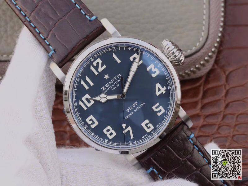 Replica Zenith Pilot Type 20 Extra Special XF Factory 1:1 Best Edition Swiss ETA2824 S*perlumed blue dial and hands