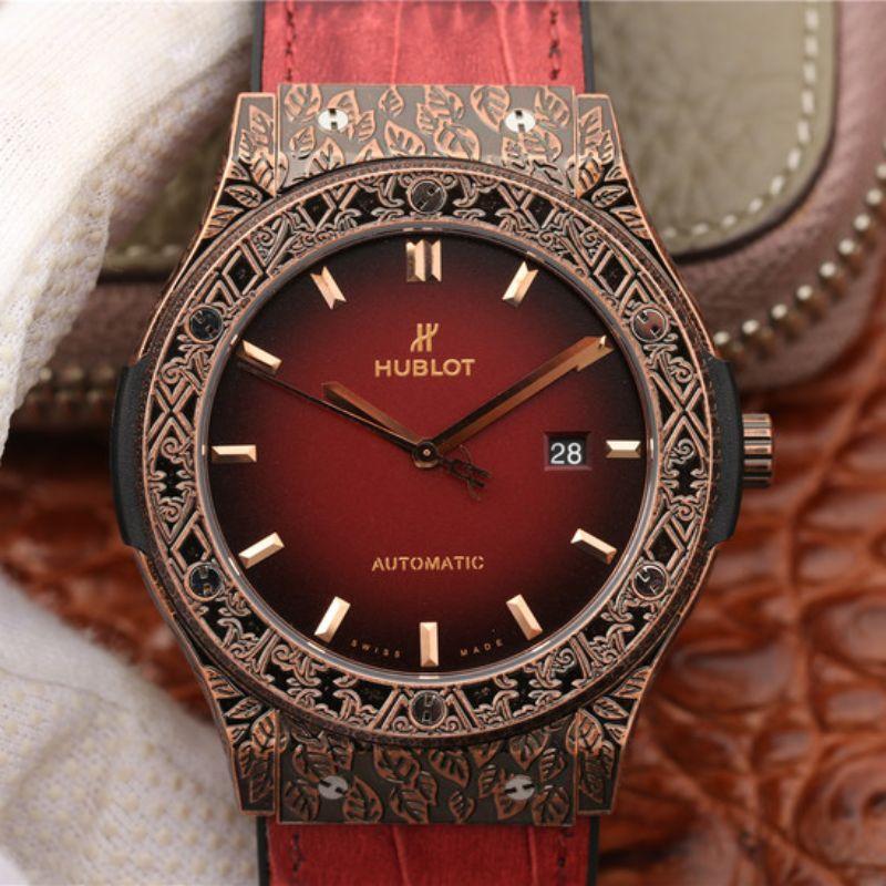 Replica Hublot Classic Fusion 511.OX.6670.LR.OPX17 JJ Factory 1:1 Best Edition Swiss ETA2892 Dark Red Gummy Strap