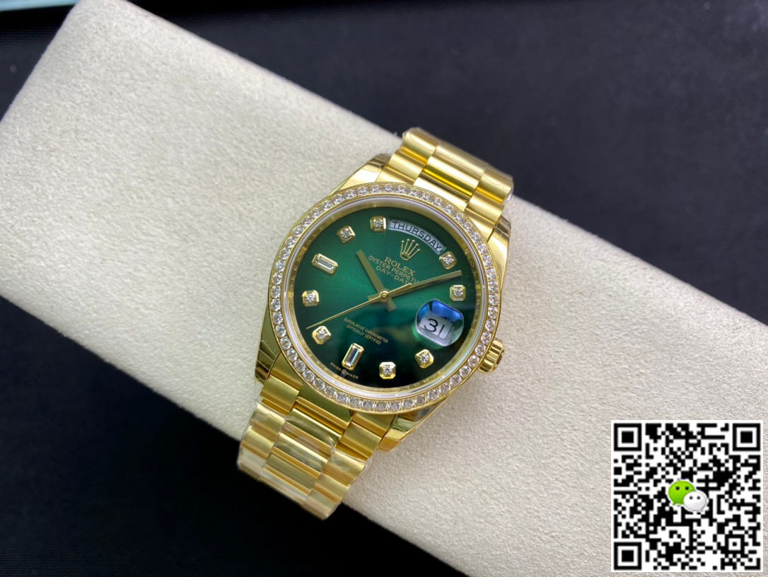 Replica R01ex Day Date M128348RBR-0035 1:1 Best Edition EW Factory Gradient Green Dial