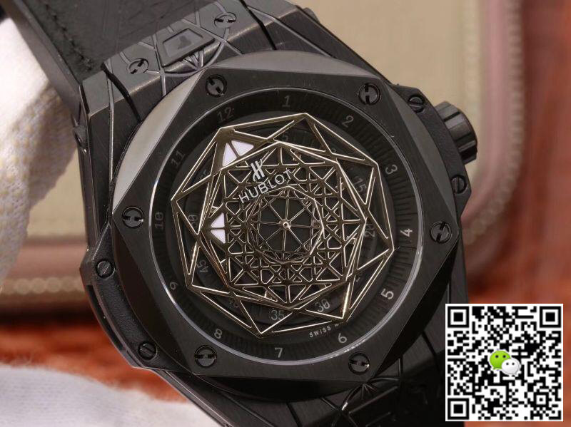 Replica Hublot Big Bang Sang Bleu 415.CX.1114.VR.MXM17 TMF Factory 1:1 Best Edition Swiss ETA1213 Leather Fronted Rubber Strap
