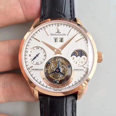 Replica Jaeger-LeCoultre Master Grande Tradition Tourbillon Men Watches 1:1 Best Edition Swiss Tourbillon 18K Rose Gold White Dial