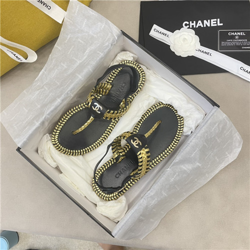 Ch**el Flat Dupes woven thong sandals