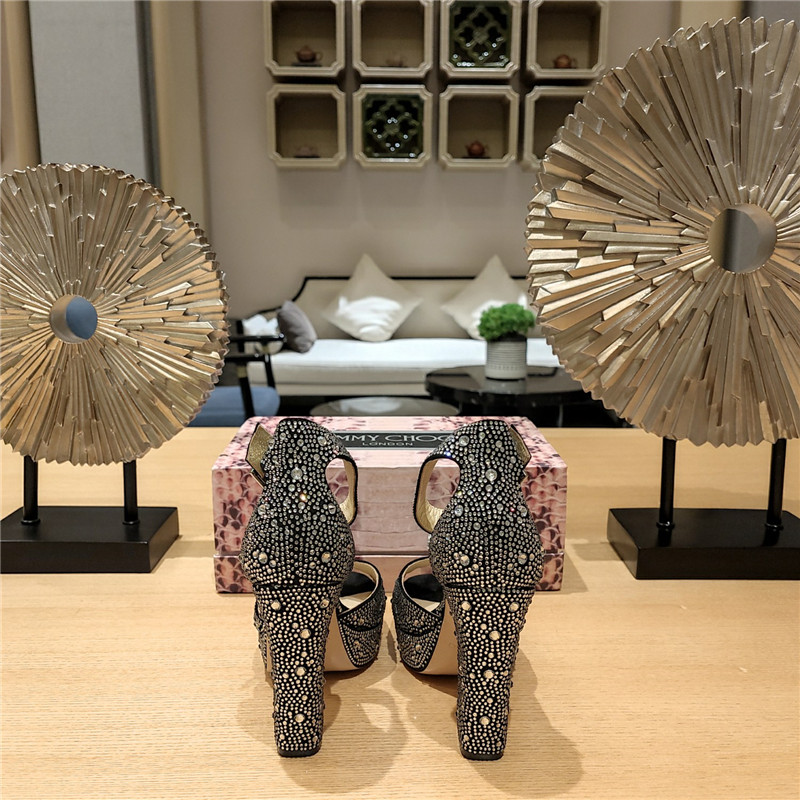 J1m*y Ch00 high heel D1am0nd chain sandals