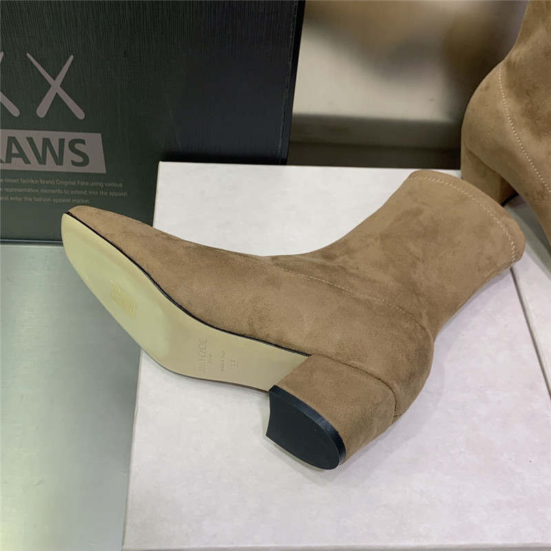 J1m*y Ch00 logo block heel square toe ankle boots