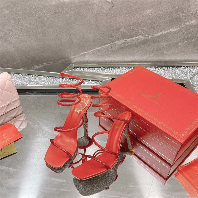Rene Caovilla Dupe R C diagonal strap rhinestone inlaid sandals