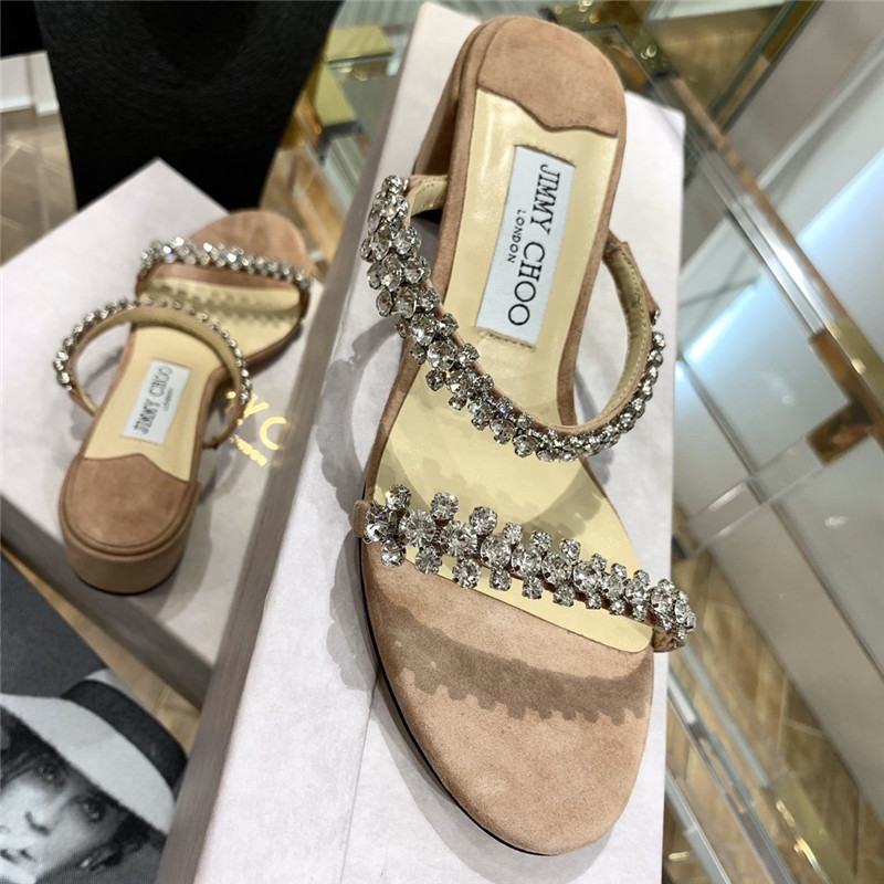 J1m*y Ch00 Pearl Heels Dupe Rhinestone Low Heel Sandals
