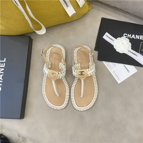 Ch**el Flat Dupes woven thong sandals