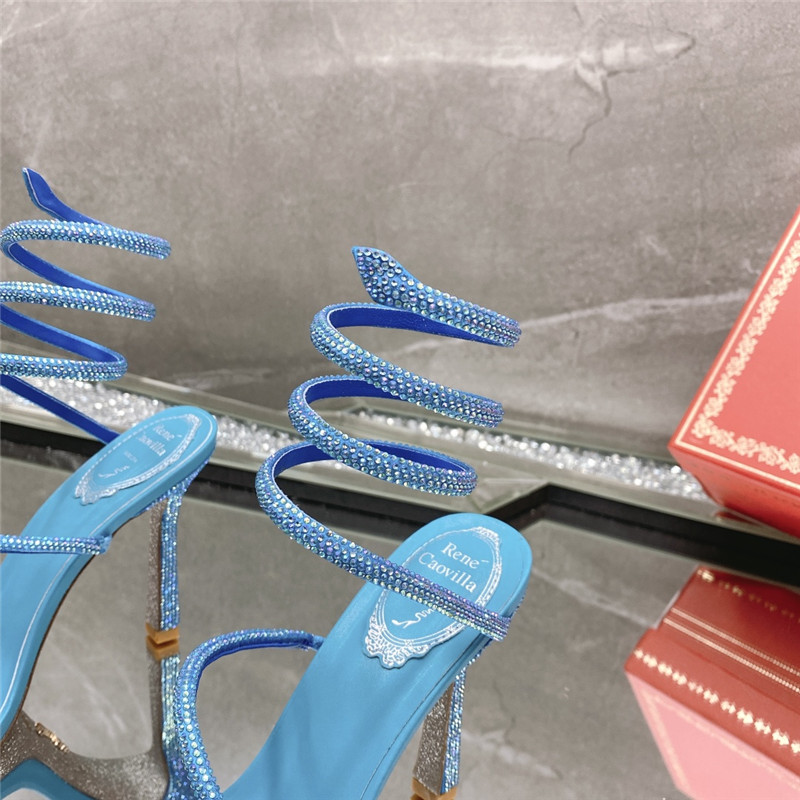 Rene Caovilla Dupe R C diagonal strap rhinestone inlaid sandals
