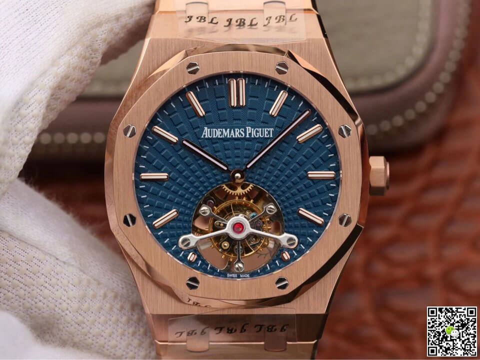 Replica Audemars P1g*et Royal Oak Tourbillon 26522OR.OO.1220OR.01 1:1 Best Edition JF Factory Blue Dial