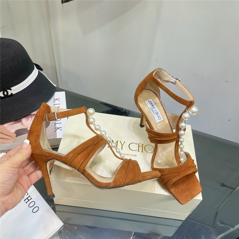 J1m*y Ch00 pearl heel sandals