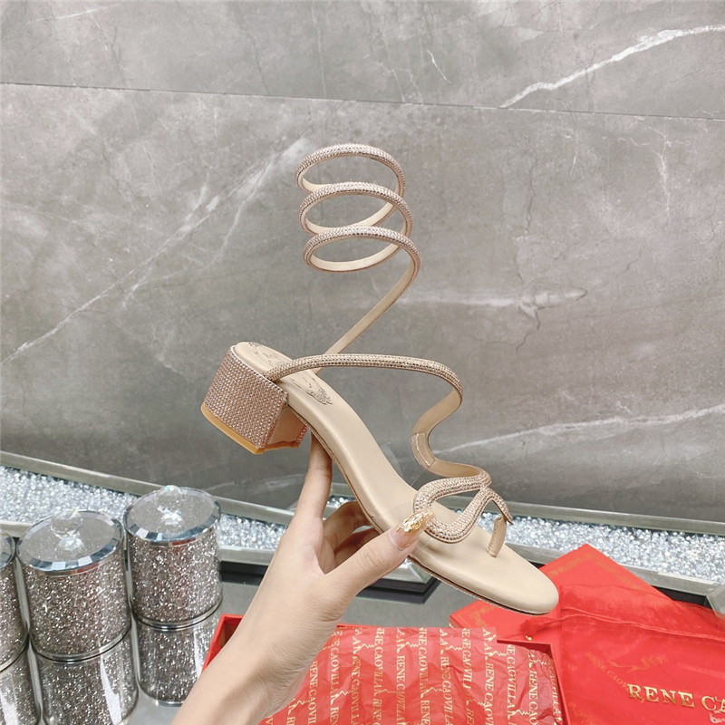 Rene Caovilla Heels Dupe snake crystal chunky heel sandals