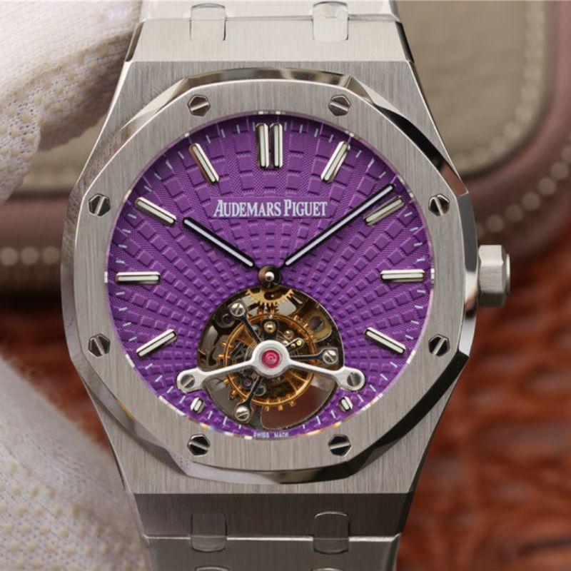 Replica Audemars P1g*et Royal Oak Tourbillon 26522ST.OO.1220ST.01 R8 Factory 1:1 Best Edition Swiss Tourbillon Purple Dial