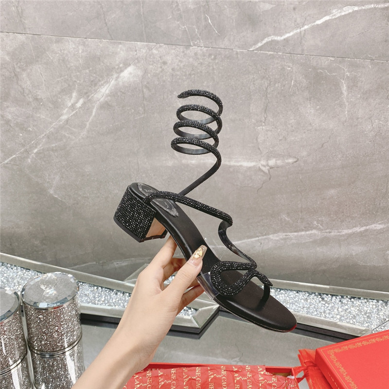 Rene Caovilla Heels Dupe snake crystal chunky heel sandals