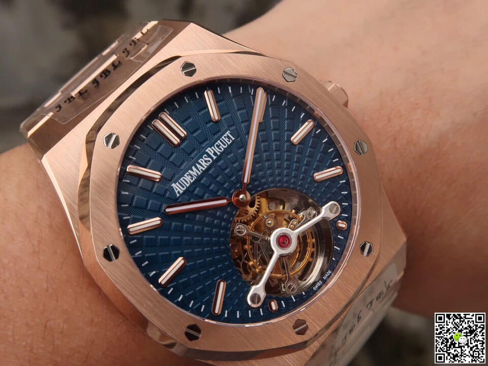 Replica Audemars P1g*et Royal Oak Tourbillon 26522OR.OO.1220OR.01 1:1 Best Edition JF Factory Blue Dial