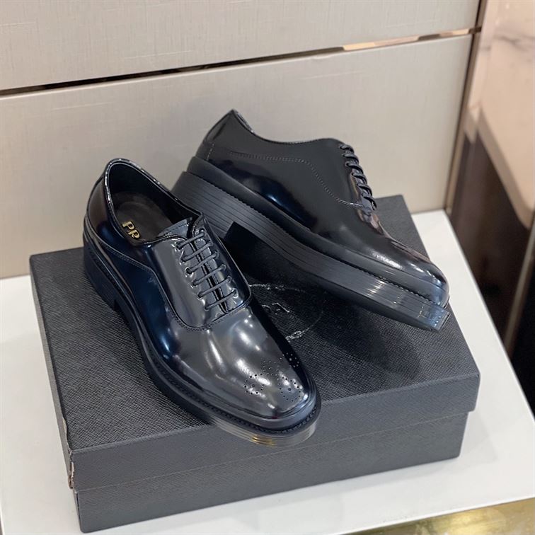Pra*a MONOLITH BRUSHED LEATHER OXFORD SHOES PRS040