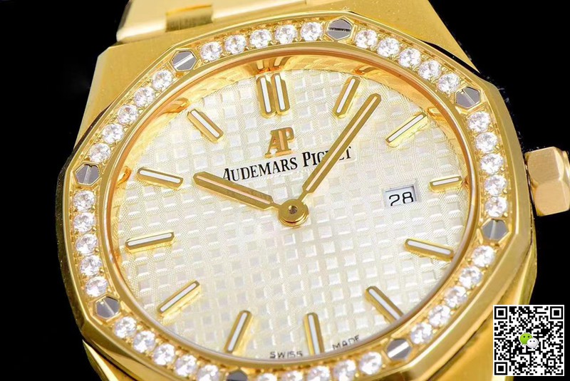 Replica Audemars P1g*et Royal Oak 67651BA.ZZ.1261BA.01 1:1 Best Edition JF Factory Yellow Gold D1am0nd Swiss Quartz