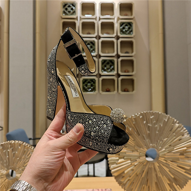 J1m*y Ch00 high heel D1am0nd chain sandals