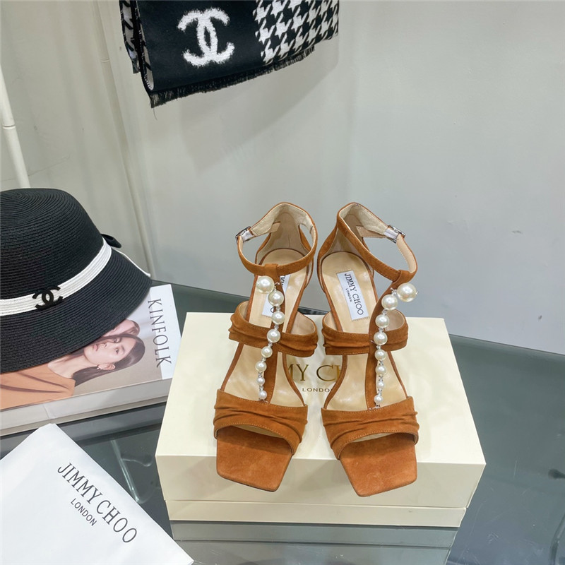 J1m*y Ch00 pearl heel sandals