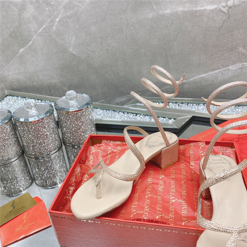 Rene Caovilla Heels Dupe snake crystal chunky heel sandals