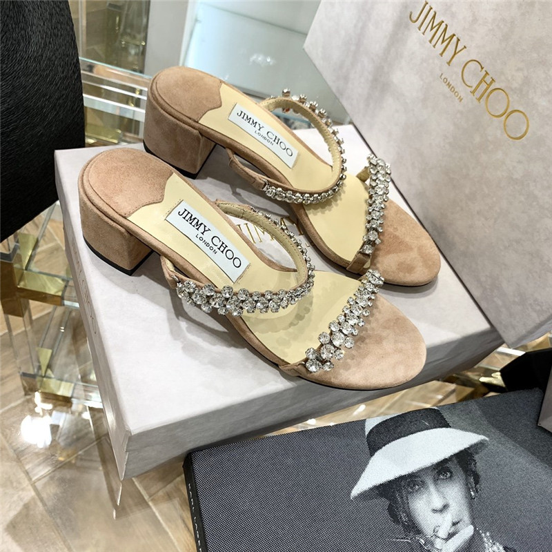 J1m*y Ch00 Pearl Heels Dupe Rhinestone Low Heel Sandals