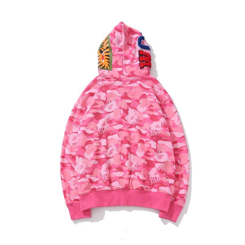 Bape Shark Full Zip Hoodie Camo Flame Blue Pink