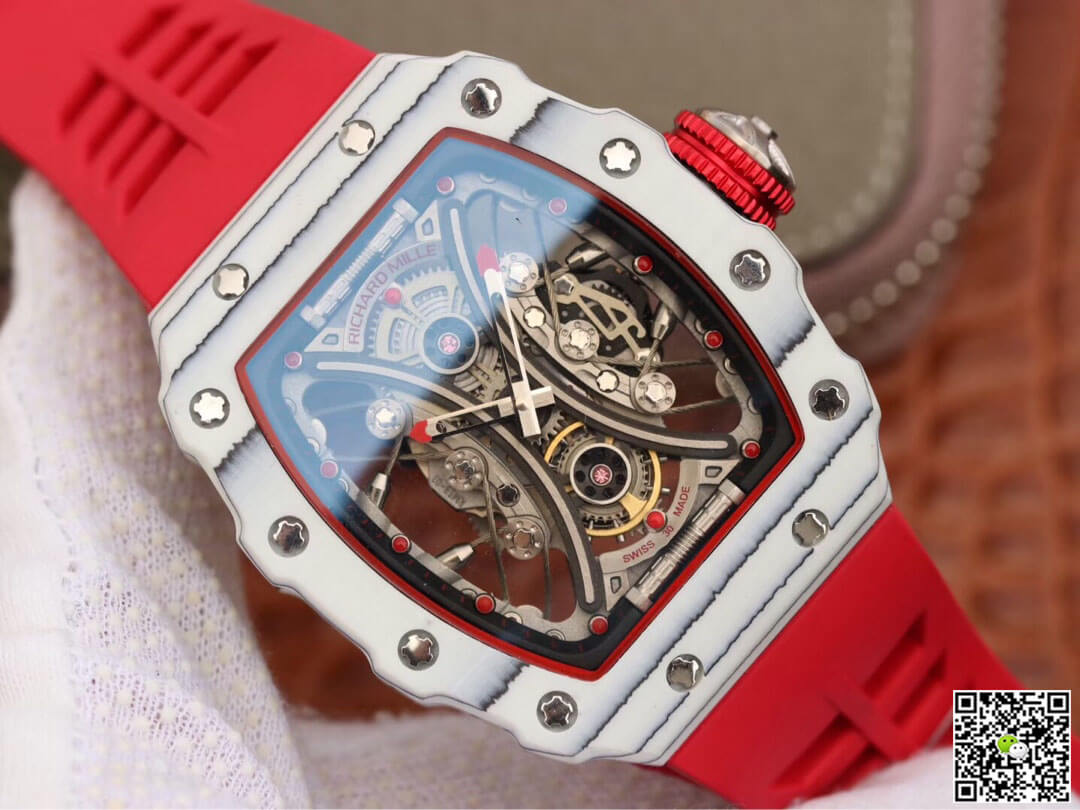 Replica Richard Mille RM53-01 1:1 Best Edition KV Factory TPT Carbon Fiber Red Strap