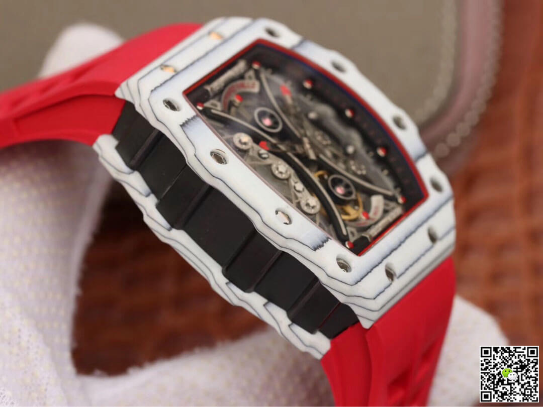 Replica Richard Mille RM53-01 1:1 Best Edition KV Factory TPT Carbon Fiber Red Strap