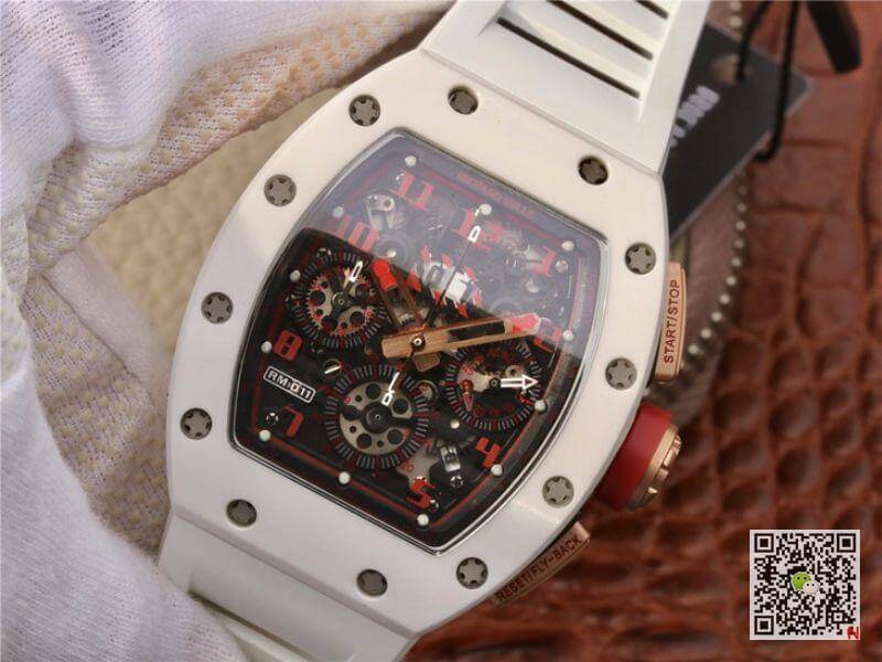 Replica Richard Mille RM011 KV Factory 1:1 Best Edition Swiss ETA7750 Crystal Dial With Red Paint On Marker