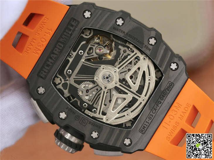 Replica Richard Mille RM11-03 1:1 Best Edition KV Factory Carbon Fiber Orange Strap