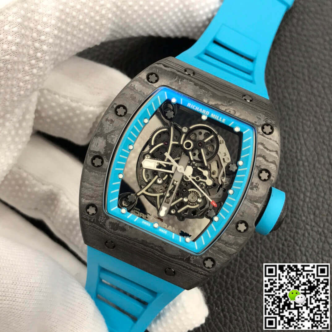 Replica Richard Mille RM055 1:1 Best Edition ZF Factory Blue Rubber Strap