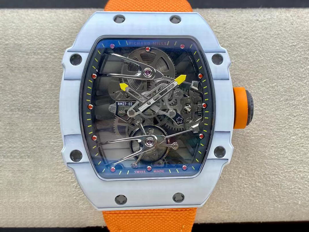Replica Richard Mille RM27-02 1:1 Best Edition RM Factory Skeleton Tourbillon Orange Strap