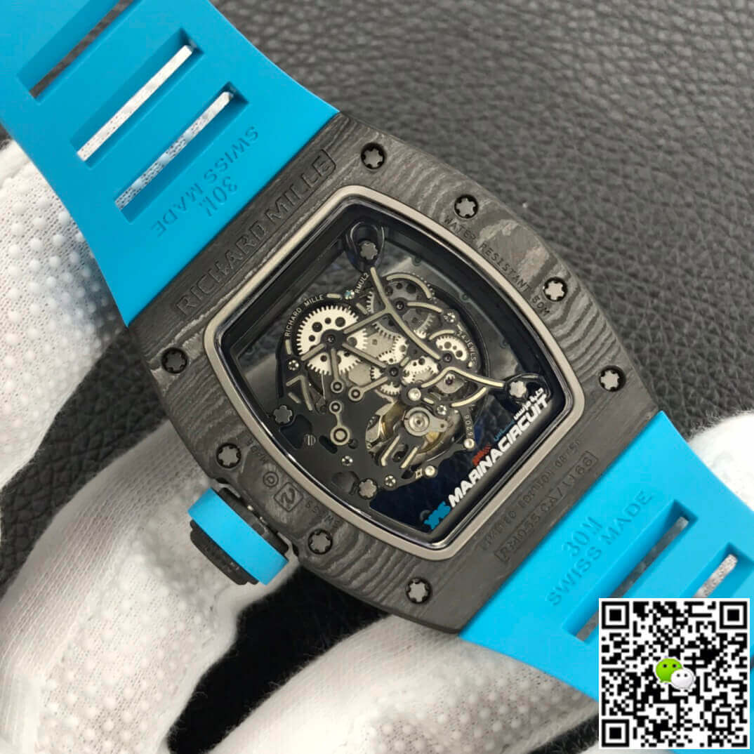 Replica Richard Mille RM055 1:1 Best Edition ZF Factory Blue Rubber Strap