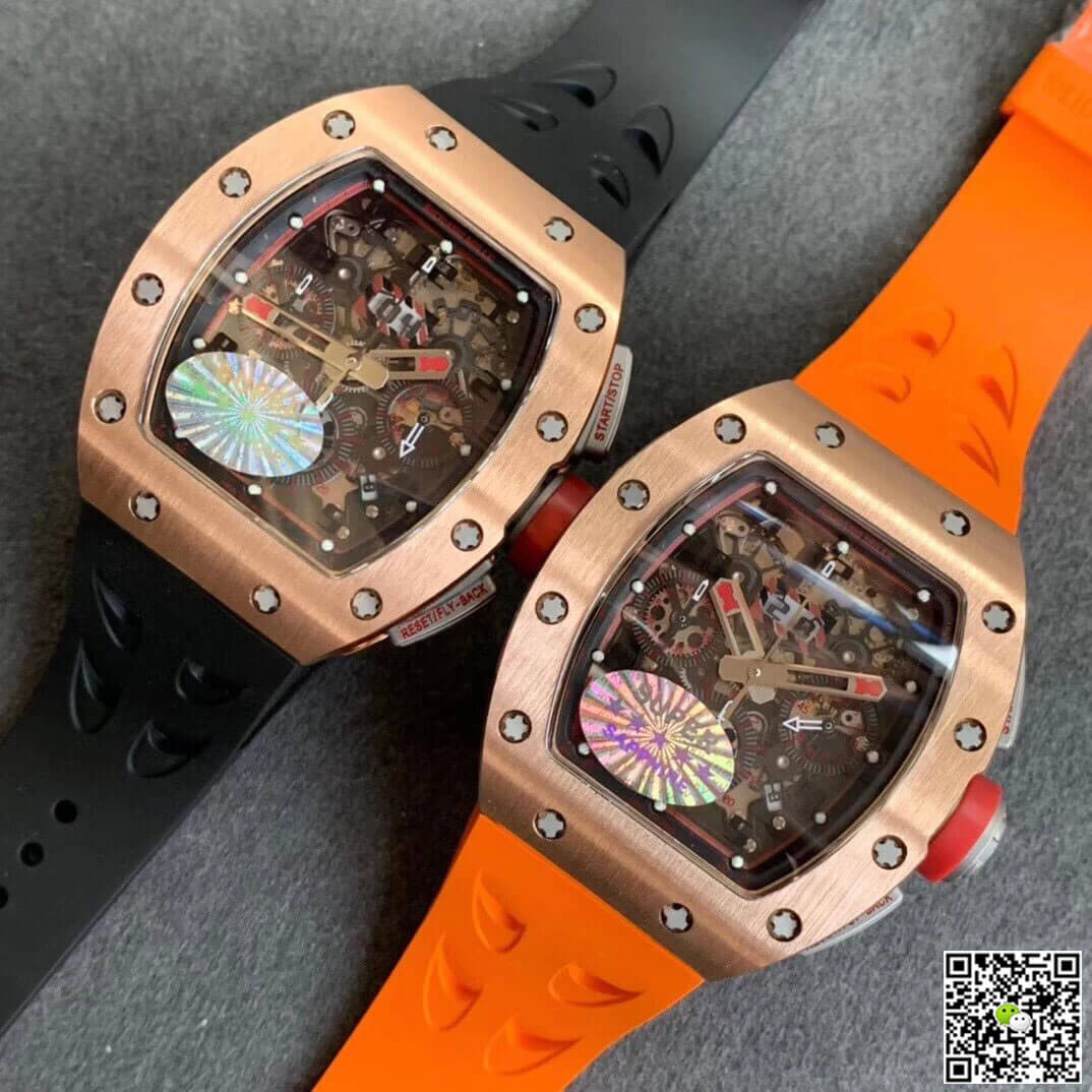 Replica Richard Mille RM011 1:1 Best Edition KV Factory Rose Gold