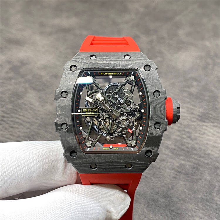 Replica Richard Mille RM35-02 1:1 Best Edition KV Factory Carbon Fiber Red Strap
